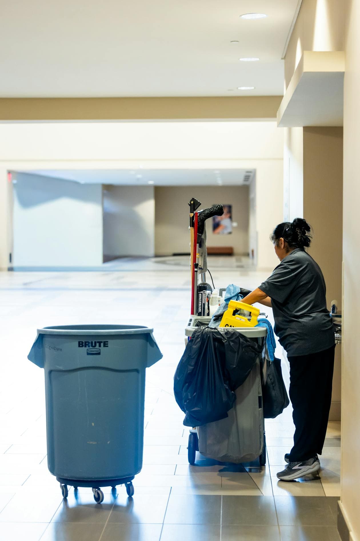 Janitorial Equipment Staging — Hallway